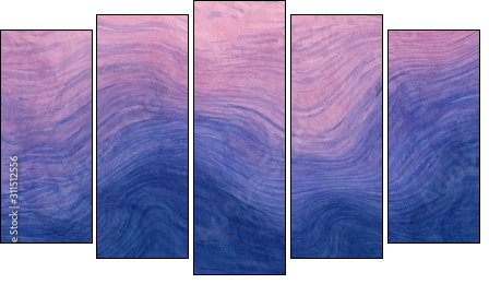 Abstract paint purple and blue with wavy brush stroke lines texture for backgrounds. - Obraz pięcioczęściowy, Pentaptyk