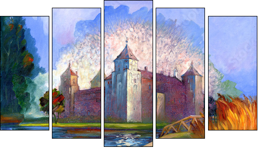 Ancient castle  - Obraz pięcioczęściowy, Pentaptyk