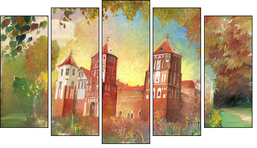 Ancient castle  - Obraz pięcioczęściowy, Pentaptyk