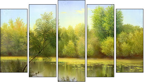 Wood lake  - Obraz pięcioczęściowy, Pentaptyk