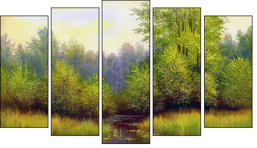 Wood lake  - Obraz pięcioczęściowy, Pentaptyk