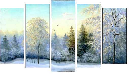 Winter wood  - Obraz pięcioczęściowy, Pentaptyk