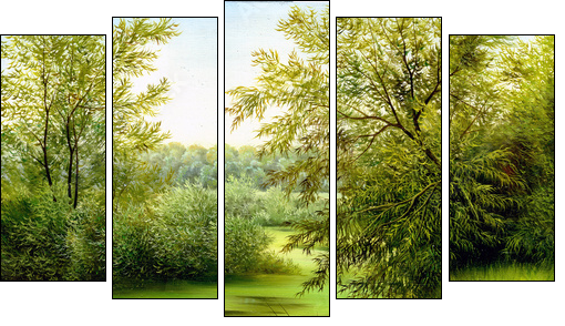 Wood lake  - Obraz pięcioczęściowy, Pentaptyk