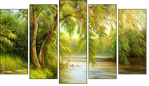 Wood lake  - Obraz pięcioczęściowy, Pentaptyk