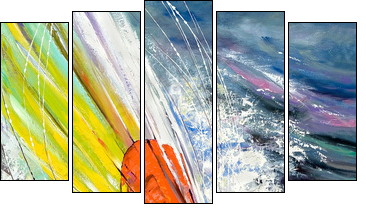 The sailing boat rushing on waves  - Obraz pięcioczęściowy, Pentaptyk