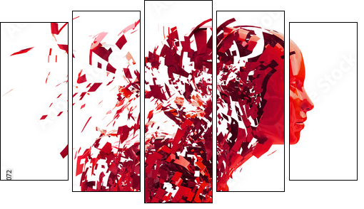 abstract character shattered into pieces  - Obraz pięcioczęściowy, Pentaptyk
