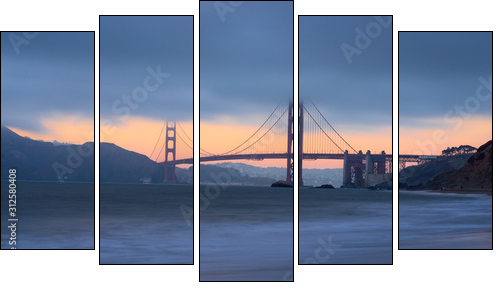 Beautiful view of  Golden gate bridge, San Francisco - Obraz pięcioczęściowy, Pentaptyk
