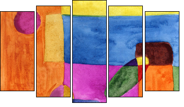 Picasso style colored hand drawing shapes. Abstraction, watercolor. Graphic abstract background. Creative art background - Obraz pięcioczęściowy, Pentaptyk