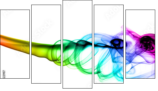 Abstract fume pattern on white  - Obraz pięcioczęściowy, Pentaptyk