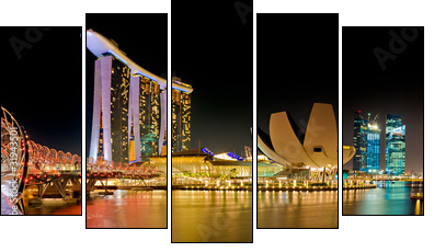 Marina Bay w Singapurze nocą
 - Obraz pięcioczęściowy, Pentaptyk