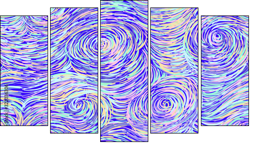 Hand drawn seamless background in impressionism style. Soft colors, perfect seamless texture - Obraz pięcioczęściowy, Pentaptyk