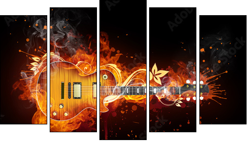 Electric Guitar  - Obraz pięcioczęściowy, Pentaptyk