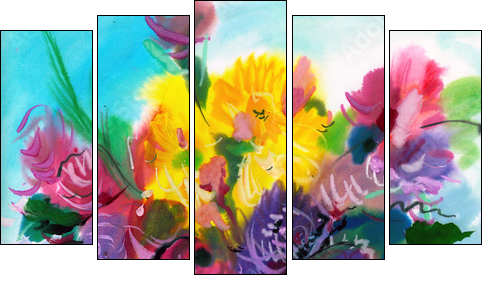 Wild flowers  - Obraz pięcioczęściowy, Pentaptyk