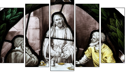 Last supper stained glass  - Obraz pięcioczęściowy, Pentaptyk