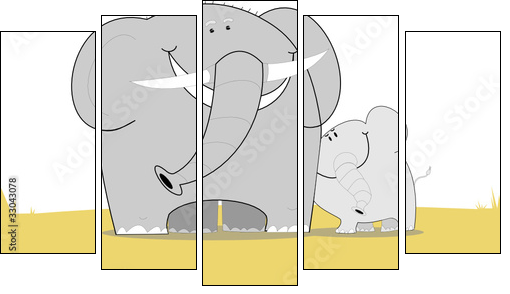 Słoniowa rodzinka – maxi słoń i mini słoniątko
 - Obraz pięcioczęściowy, Pentaptyk