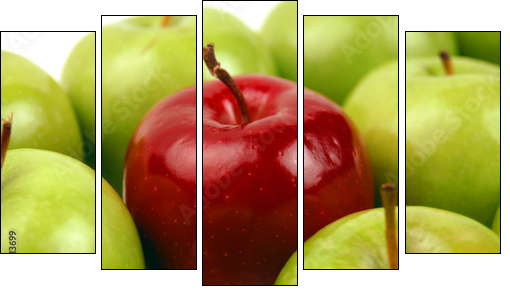 Zielone jabłka i czerwony rodzynek
 - Obraz pięcioczęściowy, Pentaptyk