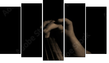 Musician playing contrabass  - Obraz pięcioczęściowy, Pentaptyk