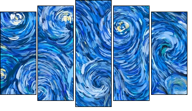 Abstract texture background. Digital painting in Vincent Van Gogh style artwork. Hand drawn artistic pattern. Modern art. Good for printed pictures, postcards, posters or wallpapers and textile print. - Obraz pięcioczęściowy, Pentaptyk