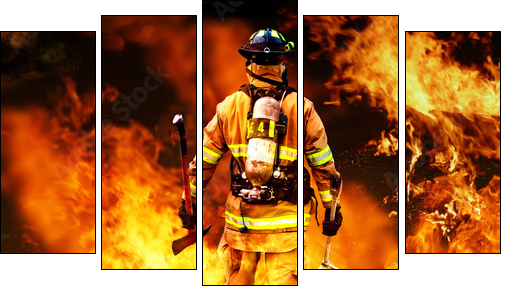 In to the fire, a Firefighter searches for possible survivors  - Obraz pięcioczęściowy, Pentaptyk