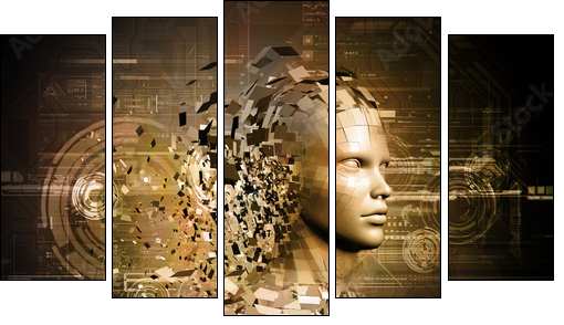 abstract character shattered into pieces  - Obraz pięcioczęściowy, Pentaptyk