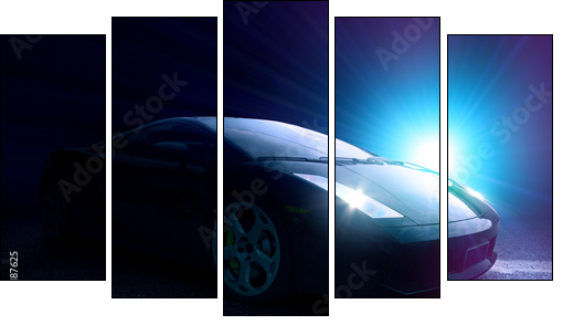 Black Sportscar  - Obraz pięcioczęściowy, Pentaptyk