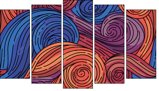 Seamless vector pattern. Van Gogh style - Obraz pięcioczęściowy, Pentaptyk
