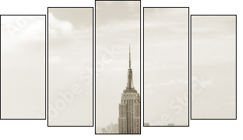 Manhattan – vintage panorama w sepii
 - Obraz pięcioczęściowy, Pentaptyk
