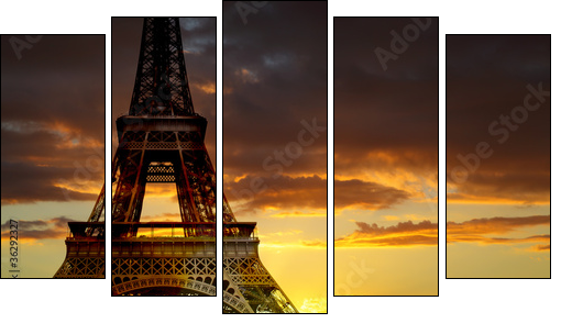 Eiffel tower, Paris  - Obraz pięcioczęściowy, Pentaptyk