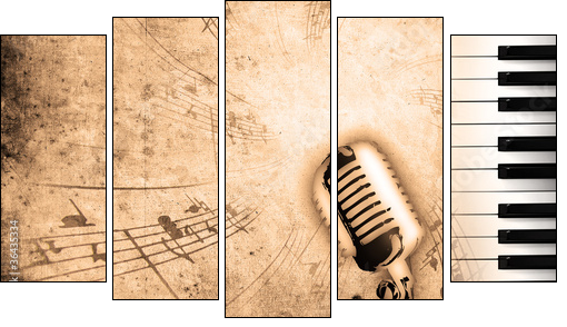 dirty music background  - Obraz pięcioczęściowy, Pentaptyk