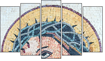 Antique Byzantine Christian mosaic portrait of Jesus Christ  - Obraz pięcioczęściowy, Pentaptyk