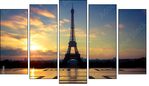 Wieża Eiffela – słońce wstaje w Paryżu
 - Obraz pięcioczęściowy, Pentaptyk