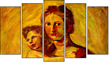 Madonna and Child Painting  - Obraz pięcioczęściowy, Pentaptyk