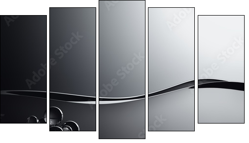 black water waves and transparent air bubbles  - Obraz pięcioczęściowy, Pentaptyk