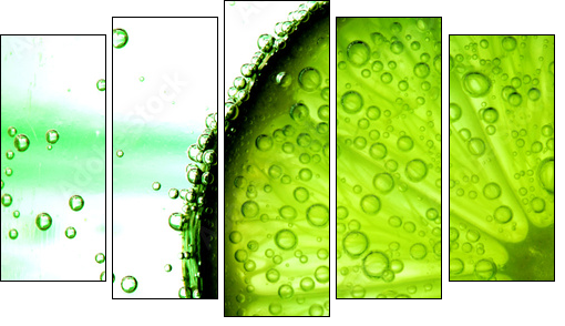 lime slice in water  - Obraz pięcioczęściowy, Pentaptyk