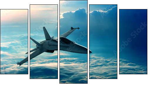 Fighter jet  - Obraz pięcioczęściowy, Pentaptyk