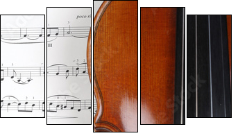 Geige mit Noten  - Obraz pięcioczęściowy, Pentaptyk