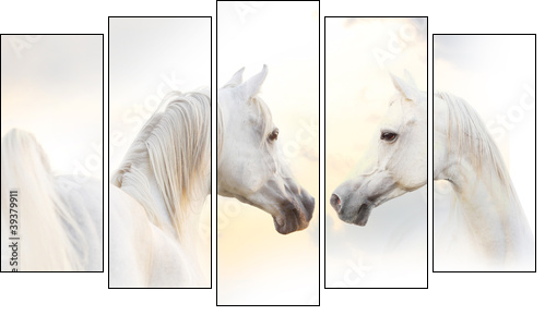 white horses  - Obraz pięcioczęściowy, Pentaptyk