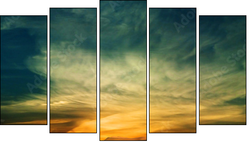 Sandy desert at sunset time  - Obraz pięcioczęściowy, Pentaptyk