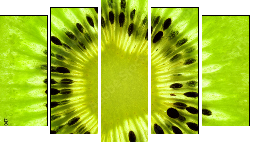 Pastelowe serce owocu kiwi - Obraz pięcioczęściowy, Pentaptyk