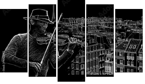 roofs in Paris  - Obraz pięcioczęściowy, Pentaptyk