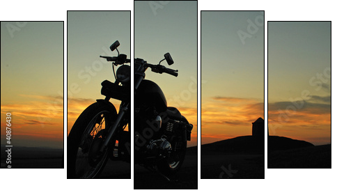 motorbike sunset  - Obraz pięcioczęściowy, Pentaptyk