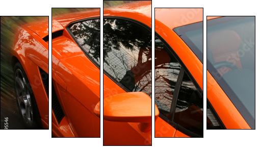 side of orange supercar  - Obraz pięcioczęściowy, Pentaptyk