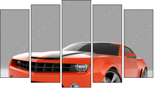 red sports car  - Obraz pięcioczęściowy, Pentaptyk
