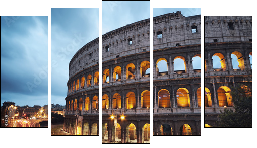 Coliseum at night. Rome - Italy  - Obraz pięcioczęściowy, Pentaptyk