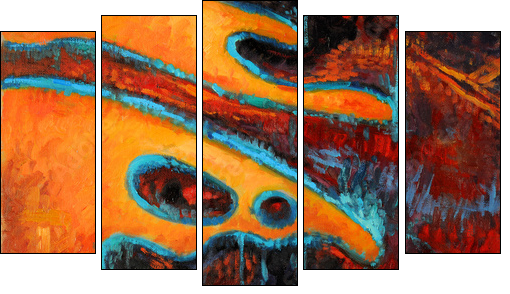 Abstract Oil Painting  - Obraz pięcioczęściowy, Pentaptyk