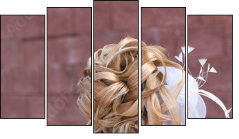 Back view of elegant wedding  - Obraz pięcioczęściowy, Pentaptyk