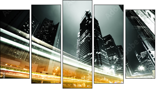 traffic in Hong Kong at night  - Obraz pięcioczęściowy, Pentaptyk