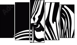 zebra  - Obraz pięcioczęściowy, Pentaptyk