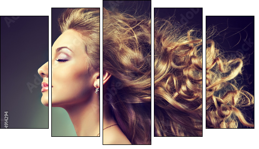 wavy hair  - Obraz pięcioczęściowy, Pentaptyk
