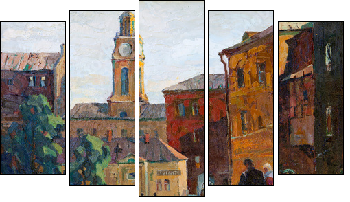 the city landscape of Vitebsk drawn with oil on a canvas  - Obraz pięcioczęściowy, Pentaptyk